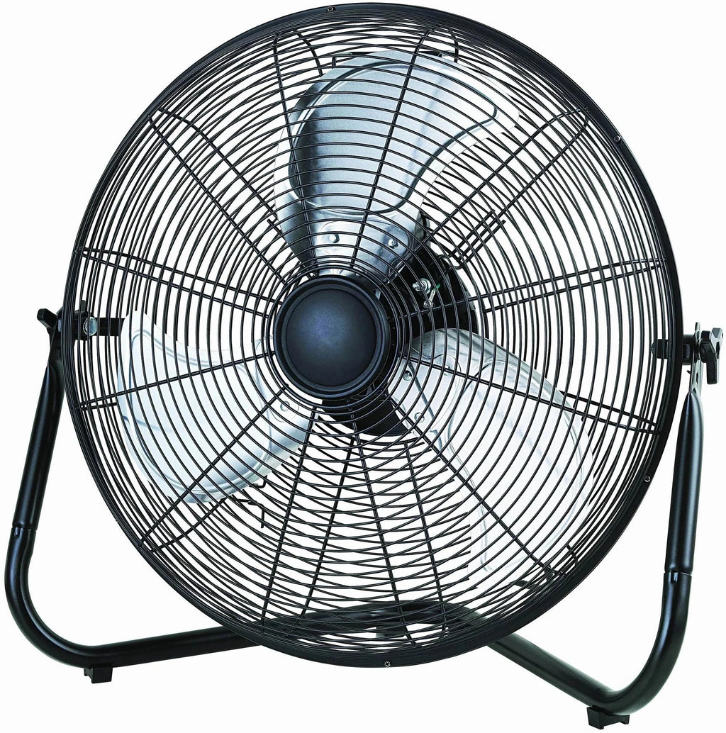 20" 3-Speed Tiltable Black Steel Floor Fan B5674