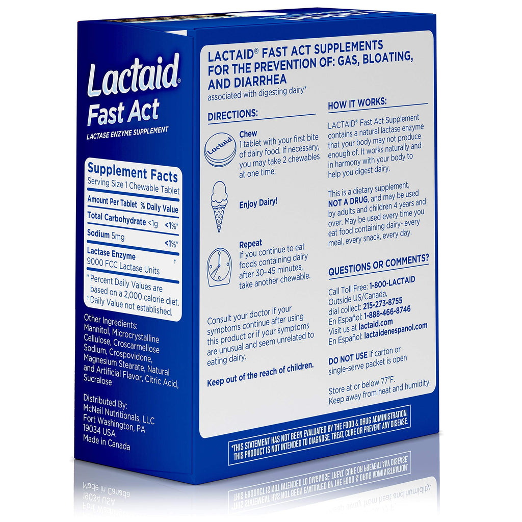 Lactose Intolerance Chewables with Lactase Enzymes, Vanilla Twist, 32 Pks of 1-ct J26459